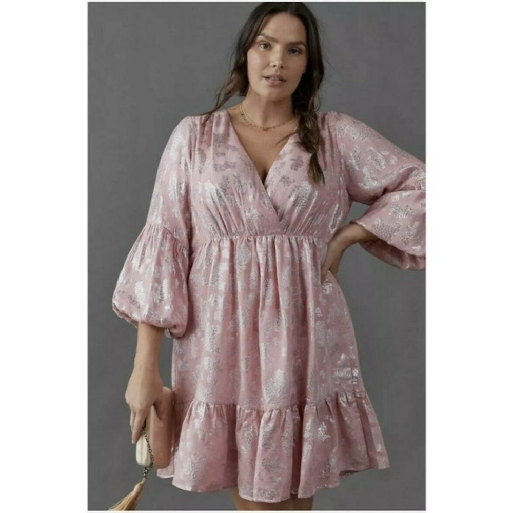Anthropologie Jolene Jacquard Mini Dress NWT Pink